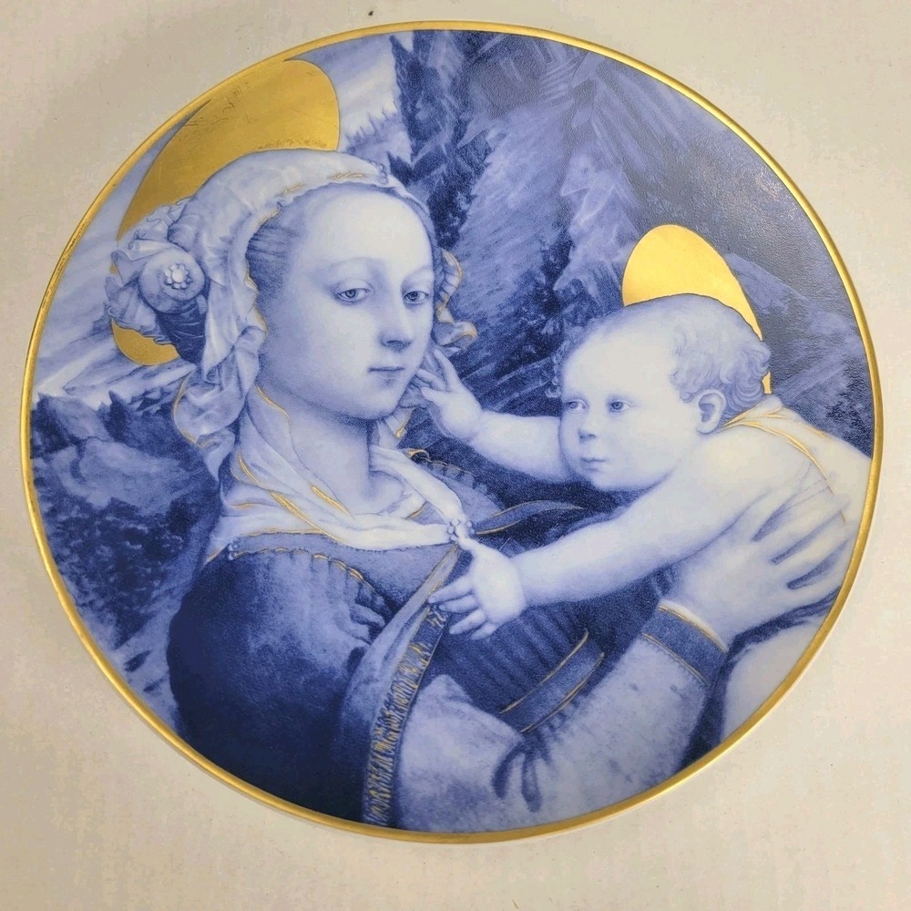 VTG 1980s Museum Co Porcelain Plate Madonna & Child Filippo Lippi‎ Portugal Gold